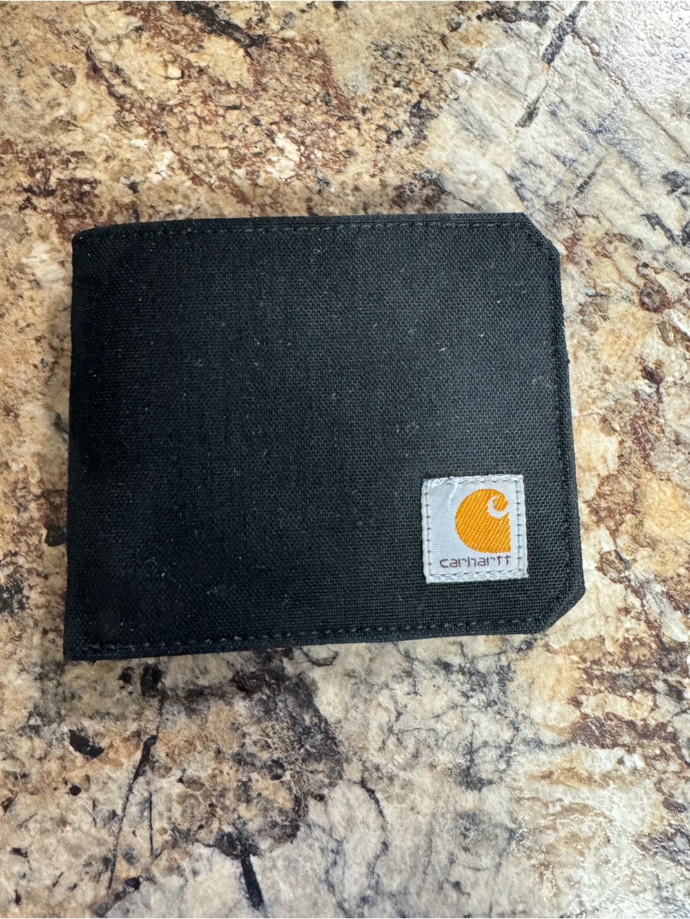 Carhartt Black Canvas Wallet with Yellow Logo Patch